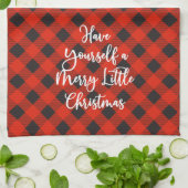 Red Black Buffalo Kariert Merry Little Christmas Geschirrtuch (Gefaltet)