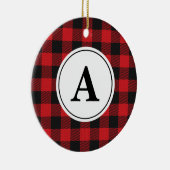 Red Black Buffalo Kariert Mit Monogramm Keramik Ornament (Rechts)