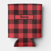 Red Black Buffalo Kariert Personalisiert Dosenkühler (Vorderseite)