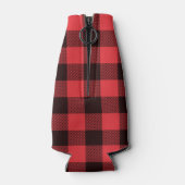 Red Black Buffalo Kariert Personalisiert Flaschenkühler (Rückseite)