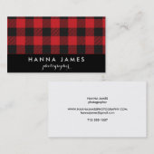 Red Black Buffalo Kariert Personalisiert Visitenkarte (Vorne/Hinten)