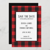 Red Black Buffalo Kariert Rustikale Hochzeit Save The Date (Vorne/Hinten)