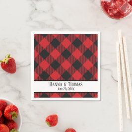 Red Black Buffalo Kariert Rustikale Hochzeit Serviette