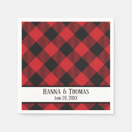 Red Black Buffalo Kariert Rustikale Hochzeit Serviette