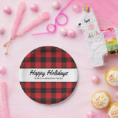 Red Black Buffalo Kariert Rustikale Weihnachten Pappteller (Party)