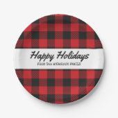 Red Black Buffalo Kariert Rustikale Weihnachten Pappteller (Vorderseite)
