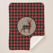 Red Black Buffalo Kariert Stehend Buck Deer Sherpadecke (Vorderseite)