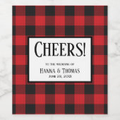 Red Black Buffalo Karierte Gastgeschenk Hochzeit Weinetikett (Einzelnes Label)