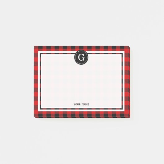 Red Black Buffalo Karierter Karo 1IR Post-it Klebezettel (Vorderseite)