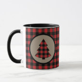 Red Black Buffalo Karierter Weihnachtsbaum Tasse (Links)