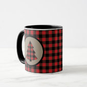 Red Black Buffalo Karierter Weihnachtsbaum Tasse (Vorderseite Links)