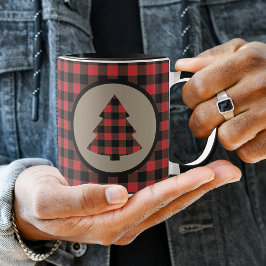 Red Black Buffalo Karierter Weihnachtsbaum Tasse