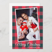 Red Black Buffalo Kariertes Custom Foto Weihnachte Einladung (Vorne/Hinten)