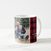 Red Black Buffalo Kariertes Familiennamen Foto Kaffeetasse (VorderseiteRechts)