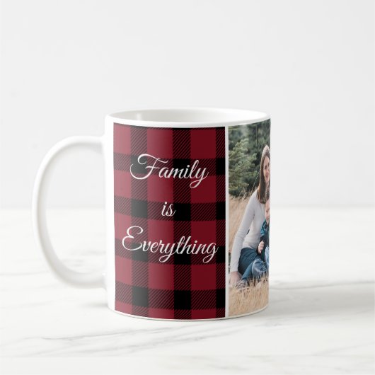 Red Black Buffalo Kariertes Familiennamen Foto Kaffeetasse (Links)