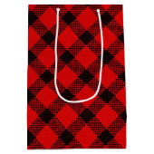 Red Black Buffalo Kariertes Muster Weihnachten Mittlere Geschenktüte (Rückseite)