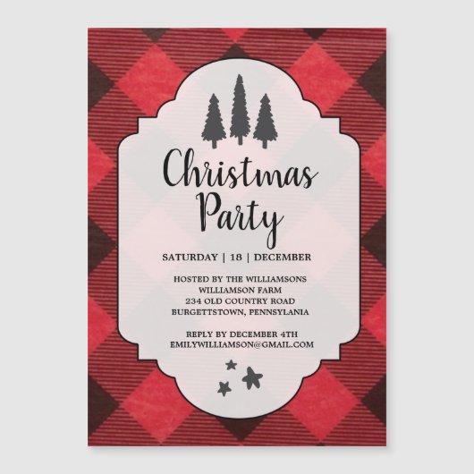 Red Black Buffalo Kariertes Party Magnet (Vorderseite)