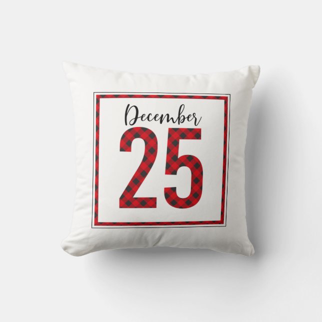 Red Black Buffalo Karo Christmas Throw Kissen (Vorderseite)