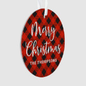 Red Black Buffalo Karo Frohe Weihnachten Ornament (Vorderseite)