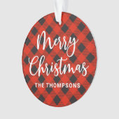 Red Black Buffalo Karo Frohe Weihnachten Ornament (Vorderseite)