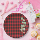 Red Black Buffalo Karo Glitzer Sage Botanisch Pappteller (Party)