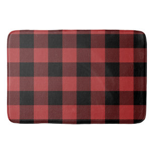 Red Black Buffalo Karo Kariert Badematte
