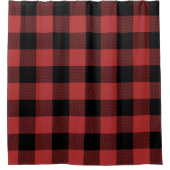 Red Black Buffalo Karo Kariert Duschvorhang (Vorderseite)