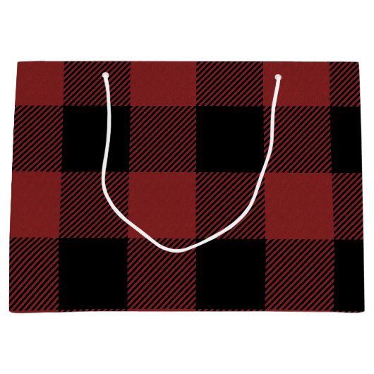 Red Black Buffalo Karo Kariert Große Geschenktüte (Vorderseite)