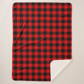 Red Black Buffalo Lumberjack Karo Kariertes Muster Sherpadecke (Vorderseite)