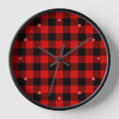 Red Black Buffalo Lumberjack Karo Kariertes Muster Uhr (Vorderseite)