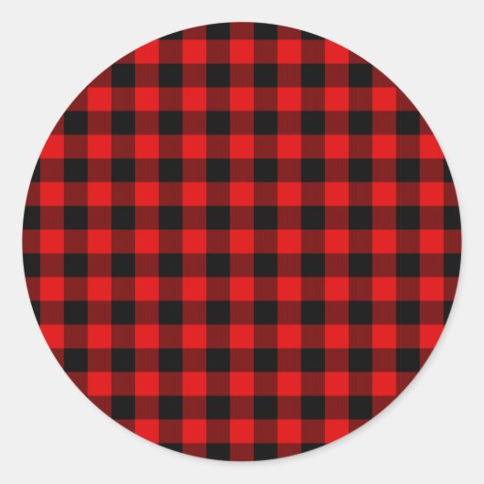 Red Black Buffalo Lumberjack Karo Weihnachten Runder Aufkleber (Vorderseite)