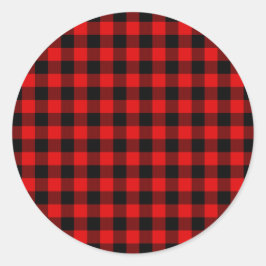 Red Black Buffalo Lumberjack Karo Weihnachten Runder Aufkleber