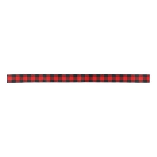 Red Black Buffalo Lumberjack Karo Weihnachten Satinband (Vorderseite)
