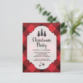 Red Black Buffalo Plaid Christmas Party Invitation Postkarte (Stehend Vorderseite)
