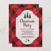 Red Black Buffalo Plaid Christmas Party Invitation Postkarte (Vorne/Hinten)