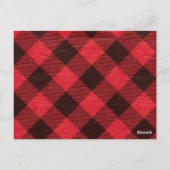Red Black Buffalo Plaid Christmas Party Invitation Postkarte (Rückseite)