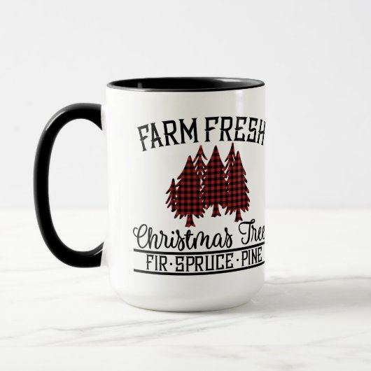 red, Black Buffalo Plaid Christmas Trees Tasse (Links)