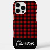 Red & Black Buffalo Plaid Custom Name Case-Mate iPhone Hülle (Rückseite)