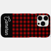 Red & Black Buffalo Plaid Custom Name Case-Mate iPhone Hülle (Rückseite (Horizontal))