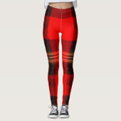Red Black Buffalo Plaid Flannel Tartan Leggings (Vorderseite)