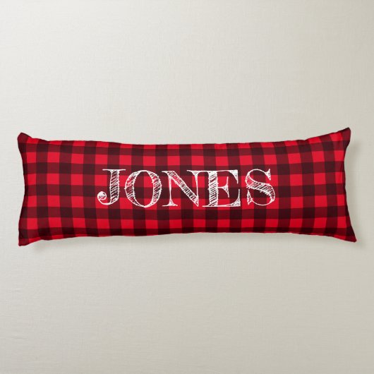 Red & black buffalo plaid pattern personalized seitenschläferkissen (Rückseite)