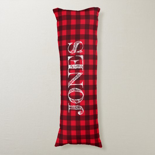 Red & black buffalo plaid pattern personalized seitenschläferkissen (Vorderseite Vertikal)