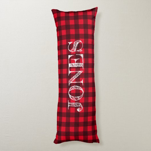 Red & black buffalo plaid pattern personalized seitenschläferkissen (Rückseite (Vertikal))