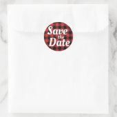Red Black Buffalo Save the Date Kariert Runder Aufkleber (Tasche)