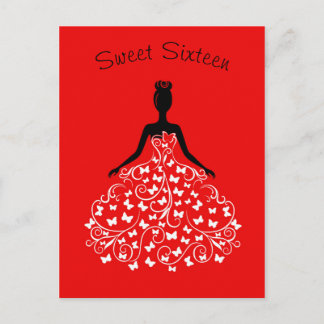 Red Black Butterfly Gown 16 . Geburtstag Einladung