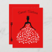 Red Black Butterfly Gown 16 . Geburtstag Einladung (Vorne/Hinten)