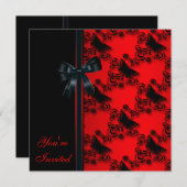 Red Black Butterfly Party Einladung (Vorne/Hinten)