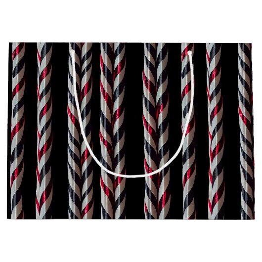 Red & Black Candy Canes Gothmas Geschenktasche Große Geschenktüte (Vorderseite)