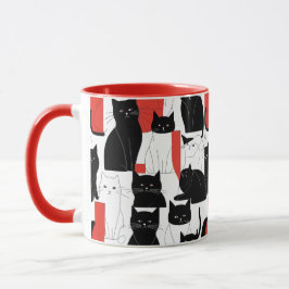Red & Black Cat Art Cat Collage Color Pop Tasse