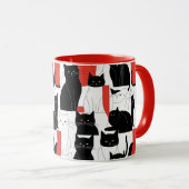 Red & Black Cat Art Cat Collage Color Pop Tasse (VorderseiteRechts)